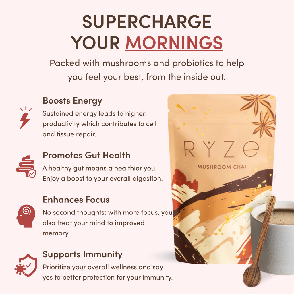 RYZE Mushroom Chai Starter Bag - Easy Store