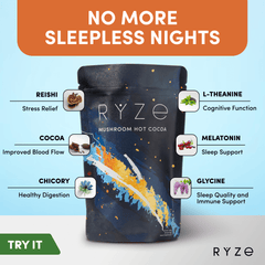 RYZE Hot Cocoa - with 6 Sleep Superfoods to Help Fall Asleep and Stay Asleep - Daily Pick
