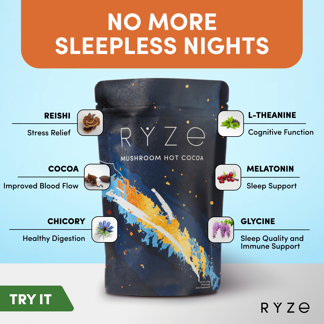 RYZE Hot Cocoa - with 6 Sleep Superfoods to Help Fall Asleep and Stay Asleep - Daily Pick