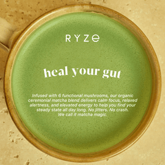 RYZE Matcha - with 6 Organic Adaptogenic Mushrooms Grown In USA and Ceremonial-Grade Japanese Matcha - Easy Set