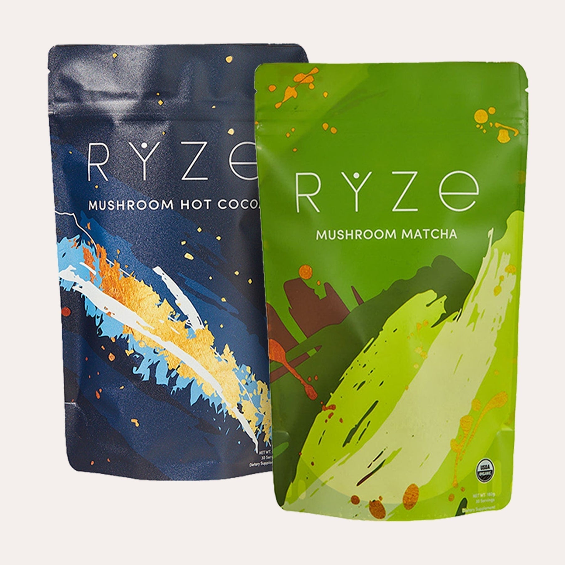 RYZE Matcha - with 6 Organic Adaptogenic Mushrooms Grown In USA and Ceremonial-Grade Japanese Matcha - Easy Set